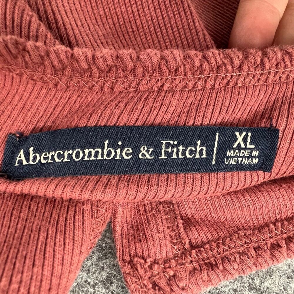 Abercrombie Fitch Y2K Crop Top Womens XL Pink Button Square Neck Ribbed Tank - Picture 9 of 12